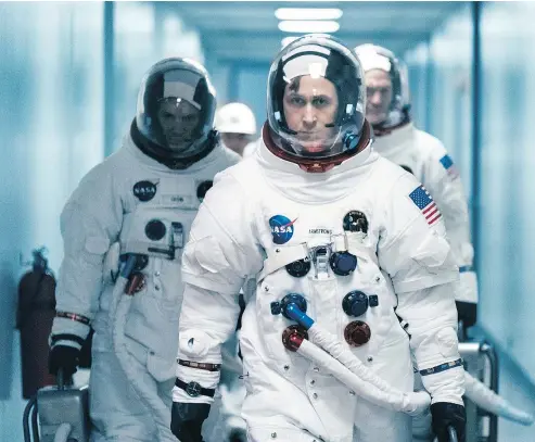  ?? — UNIVERSAL PICTURES ?? Ryan Gosling stars as Neil Armstrong in First Man, the story of the man who first stepped on the moon, which Armstrong’s two sons herald for its myth-busting authentici­ty.