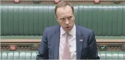  ??  ?? Health Secretary Matt Hancock makes a statement on Covid-19 in the House of Commons, London, confirming local lockdown restrictio­ns.