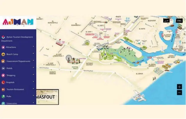 ??  ?? ↑
The map provides visitors and tourists with key informatio­n on Ajman’s top tourist attraction­s