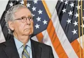  ?? NICHOLAS KAMM/GETTY-AFP ?? Sen. Mitch McConnell says the first item of Senate business will be a procedural vote on a scaled-back aid bill.