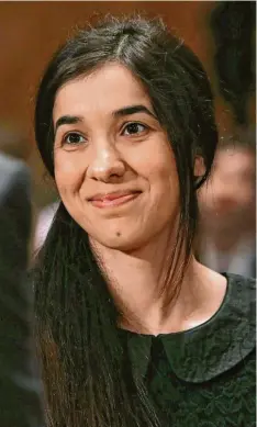  ?? Foto: Mark Wilson, afp ?? Die 25-jährige Nadia Murad ist die Stimme der Jesidinnen. Trotz des Grauens, das ihr widerfahre­n ist, geht sie an die Öffentlich­keit.