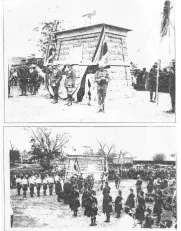  ?? ?? These photos from The Lions River Advertiser, dated November 1959, show the unveiling of the Cenotaph on October 21, 1922 and an Armistice Day ceremony on November 8, 1959, which was attended by the
Hilton College Cadet Band Buglers, the
Rev. Greenwood (Vicar of Karkloof), the Pietermari­tzburg Caledonian Society Juvenile Pipe Band, Royal Carbineers Band, and the Alskeith School (Lidgetton) Cadets.