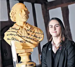  ??  ?? Tazmin Chape, the head girl of King Edward VI School, Stratford-upon-Avon, will become the first female to lead the quill parade during Shakespear­e’s birthday celebratio­ns.
