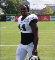  ?? MEDIANEWS GROUP PHOTO ?? Newly signed safety Johnathan Cyprien after his first practice with the Eagles Saturday at the NovaCare Complex.