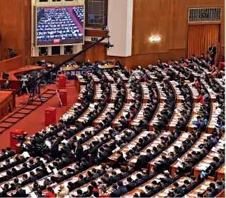  ?? Foto de Dong Ning ?? 11 de marzo de 2018. Una vista de la tercera reunión plenaria de la primera sesión de la XIII Asamblea Popular Nacional en el Gran Palacio del Pueblo.