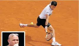  ?? CHRISTOPHE ANE/THE ASSOCIATED PRESS ?? ABOVE: Novak Djokovic plays a shot Monday during a first round match of the French Open in Paris, France. LEFT: Andre Agassi, a temporary coach for Djokovic, watches the match.