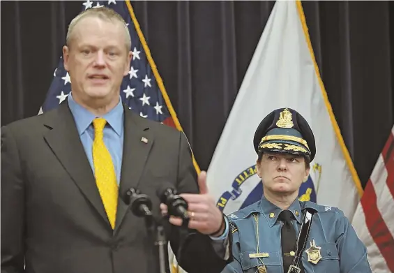  ?? STAFF FILE PHOTOS BY NANCY LANE ?? SILENCE: The communicat­ions director for Gov. Charlie Baker has denied involvemen­t in an investigat­ion into allegation­s that A.J. Baker groped a woman on a JetBlue flight. State police first investigat­ed the incident but denied it later.