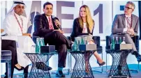  ?? — Photos by Neeraj Murali ?? Fahad Alturki, Jignesh Sanghvi, Lindsay Degouve De Nuncques and Martin Spraggon attend a panel discussion during the CFO Strategies Forum Mena on Wednesday.