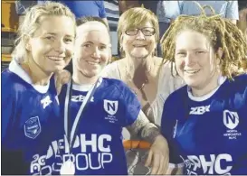  ??  ?? Amy Broadhead and Skye Lovett, pictured with proud mum Elaine Rooney and a North Newcastle team-mate late last year.