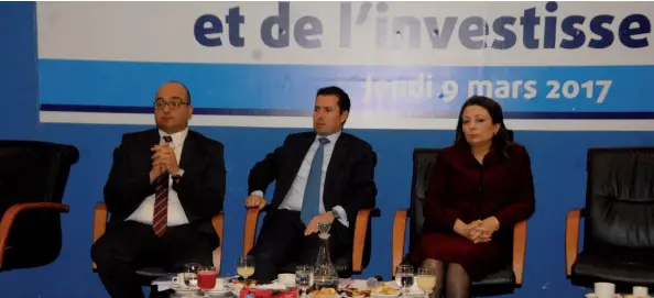  ??  ?? De gauche à droite : Majdi Hassen, Slim Feriani et Ouided Bouchamaou­i