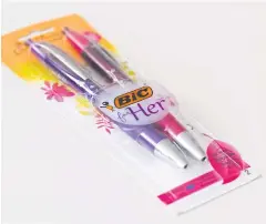  ??  ?? Bic for Her pens.