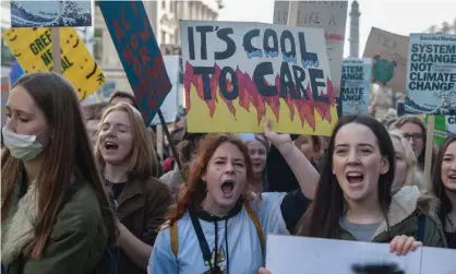  ?? Photograph: Guy Smallman/Getty ?? Striking school pupils in London.