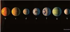  ?? Foto: Nasa ?? 40 Lichtjahre entfernt und doch so nah: Forscher haben sieben erdähnlich­e Planeten ausfindig gemacht.