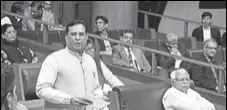  ?? KESHAV SINGH/HT ?? Finance minister Capt Abhimanyu speaking in the Vidhan Sabha on Thursday.