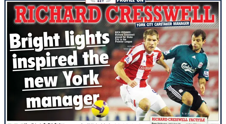  ?? PICTURE: Action Images ?? RICH PEDIGEE: Richard Cresswell played for Stoke City in the Premier League