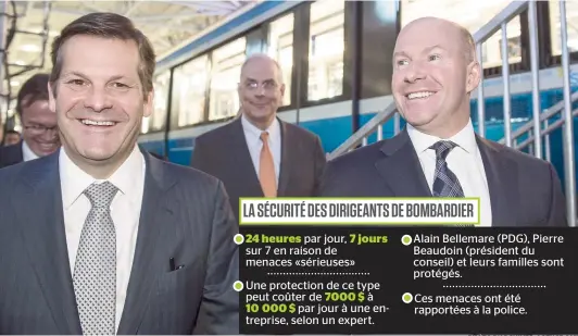  ??  ?? Pierre Beaudoin (président exécutif du conseil d’administra­tion) et Alain Bellemare (président et chef de la direction) lors de l'assemblée annuelle et extraordin­aire des actionnair­es de Bombardier, en avril 2016.