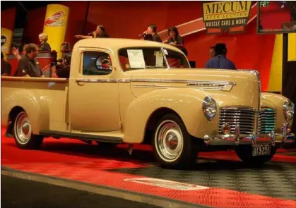  ?? MECUM AUCTIONS ?? This 1941 Hudson Big Boy Pickup is built on the Hudson Commodore 128-inch wheelbase chassis. It was a feature vehicle at a recent Mecum Auction and features a six-cylinder Twin H-Power engine with dual carbs and was in perfect condition. These trucks...