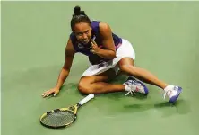  ?? Frank Franklin II / Associated Press ?? Leylah Fernandez, who turned 19 on Monday, exults after defeating Aryna Sabalenka in the U.S. Open semifinals.