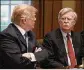  ?? DOULIERY / ABACA PRESS OLIVIER ?? President Donald Trump and national security adviser John Bolton confer at the White House.