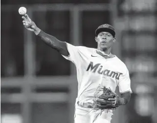  ?? DANIEL A. VARELA dvarela@miamiheral­d.com ?? Marlins second baseman Jazz Chisholm Jr. is one of the only Marlins prospects to make an impact at the plate. He was hitting .254 with 14 homers and 45 RBI in 60 games before a season-ending back injury.