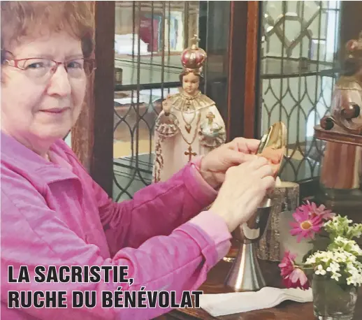  ??  ?? Anita Bertin est sacristine à l’église Saint-Polycarpe de Petit-Rocher. − Gracieuset­é