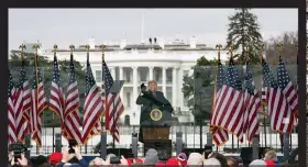  ?? ASSOCIATED PRESS ?? President Donald Trump speaks during a rally protesting the Electoral College certificat­ion of Joe Biden as President, Wednesday in Washington.