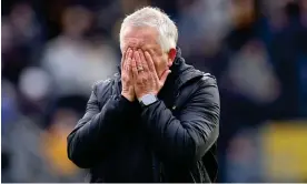  ?? Ivill/Getty Images ?? Chris Wilder can’t bear to look as his team slip to defeat at Molineux. Photograph: Catherine
