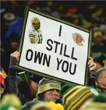  ?? QUINN HARRIS/GETTY IMAGES ?? Aaron Rodgers’ dominance against the Bears wasn’t lost on Packers fans. Now he can try to have his way with the Jets’ opponents in the AFC East.