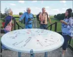  ??  ?? A group contemplat­es the horrors during a tour of the memorial at La Plaine au Bois, Esquelbecq