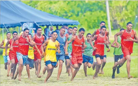  ?? Picture; JONA KONATACI ?? Athletes compete in the open boys 3000 metres event during the Queen Victoria School inter-house at Matavatuco­u grounds in Tailevu yesterday.