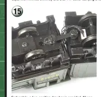  ??  ?? 15
Fortunatel­y, a two-position drawbar is provided. All one does is to take out the screw in the tender and reposition it in the inner hole. Unfortunat­ely, the then-protruding outer hole fouls the connecting pins and socket. The trick is just to turn the whole thing round...