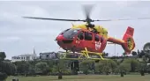  ?? ?? A Westpac Helicopter taking off from Caroline Bay responds to a medical emergency.