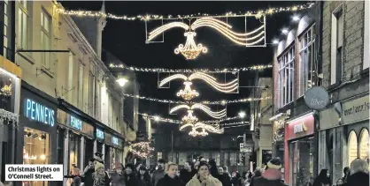  ?? ?? Christmas lights on O’Connell Street.