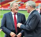  ??  ?? Old rivals: Kenny Dalglish (left) and Sir Alex Ferguson yesterday at Anfield