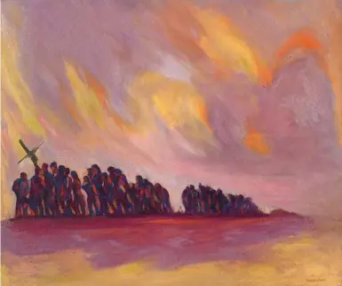  ??  ?? Howard Cook (1901-1980), Good Friday, Procession #5. Oil on canvas, 393/8 x 47¼ in. Estimate: $30/50,000