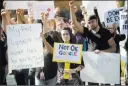  ?? Noah Berger ?? The Associated Press Workers at Google’s Mountain View, California, headquarte­rs protest the company’s handling of sexual misconduct allegation­s against executives Thursday.