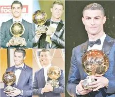  ?? AFP photo ?? Cristiano Ronaldo has won the Ballon d’Or five times, with four coming while playing for Real Madrid. -