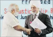  ?? PTI ?? PM Narendra Modi with CJI J S Khehar on Sunday.