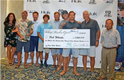  ??  ?? In 2019, the Fish Whistle team won over $1.5 million for weighing the largest white marlin of the tournament. Since its inception, the White Marlin Open has awarded over $71 million in cash.