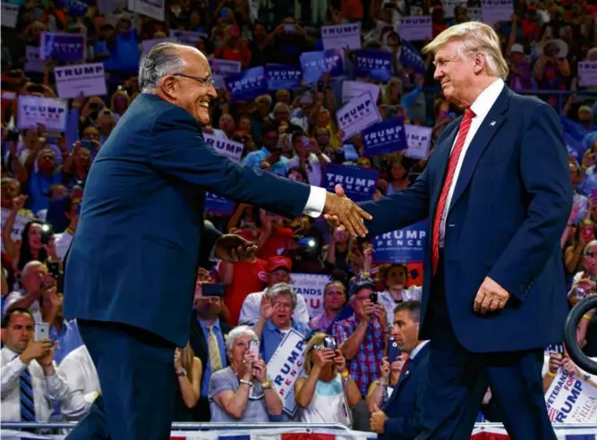  ?? EVAN VUCCI/ASSOCIATED PRESS/FILE 2016 ?? Rudy Giuliani has racked up huge legal bills battling an array of legal proceeding­s stemming from his bid to keep Donald Trump in office in 2020.