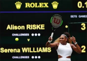  ?? Adrian Dennis/ Getty Images ?? Serena Williams appeared in her 51st quarterfin­al match at a major championsh­ip. Alison Riske played in her first.