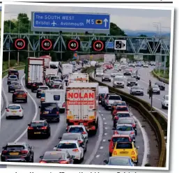  ??  ?? Jam: Heavy traffic on the M4 near Bristol