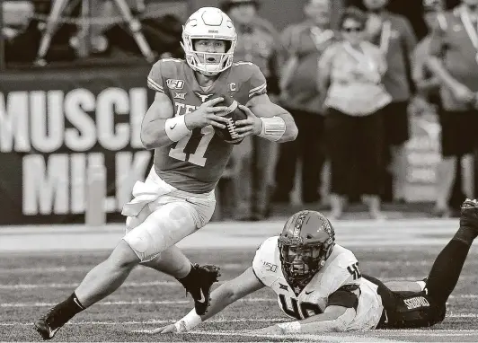  ?? Tom Reel / Staff photograph­er ?? Quarterbac­k Sam Ehlinger, who as a sophomore engineered Texas’ Sugar Bowl victory over Georgia, is going for one last hurrah as a 2020 senior.