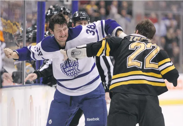  ?? — POSTMEDIA NEWS FILES ?? While the Toronto Maple Leafs saw him mainly as an enforcer, Jay Rosehill is getting the chance to display more of his game in Britain’s elite league.