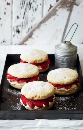  ??  ?? Strawberry shortcakes couldn’t be more simple to make, and if you’re not a fan of strawberri­es you can replace with another fresh fruit.