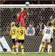  ?? Hamish Blair/Associated Press ?? The United States had an up-close look at the strong play of Sweden’s goalkeeper, Zecira Musovic.