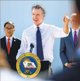  ?? Irfan Khan Los Angeles Times ?? FIERY WORDS f low easily from Gov. Gavin Newsom, particular­ly on the issue of homelessne­ss. However, local leaders say he has yet to articulate a clear plan.