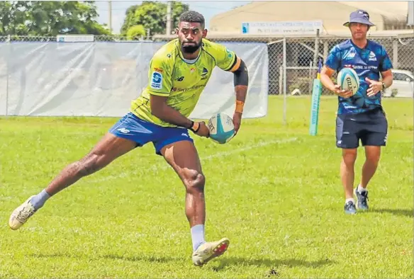  ?? Picture: FIJIAN DRUA ?? Epeli Momo goes through the drills during the Swire Shipping Fijian Drua training session in Nadi yesterday.