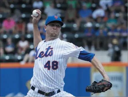  ?? MARK LENNIHAN - THE ASSOCIATED PRESS ?? New York Mets Jacob deGrom pitches in the fifth inning against the San Diego Padres in a baseball game, Thursday, July 25, 2019 in New York. The Mets won 4-0.
