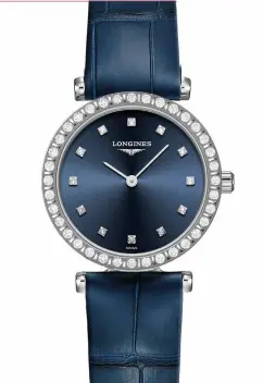  ??  ?? Case size: 24, 29, 36, 37mm Case material: stainless steel, With or Without diamonds Dial: sunraY blue strap: stainless steel or alligator movement: Quartz or calibre l592.2, automatic poWer reserve: 40hrs Water resistanCe: 30m